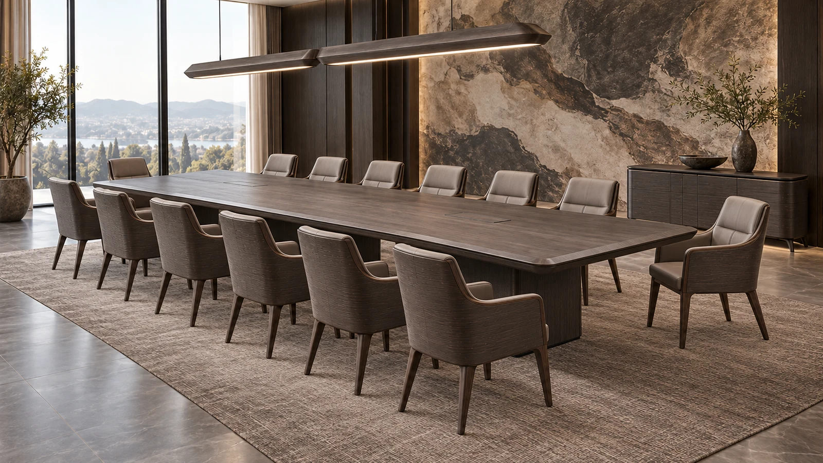 Umber boardroom design